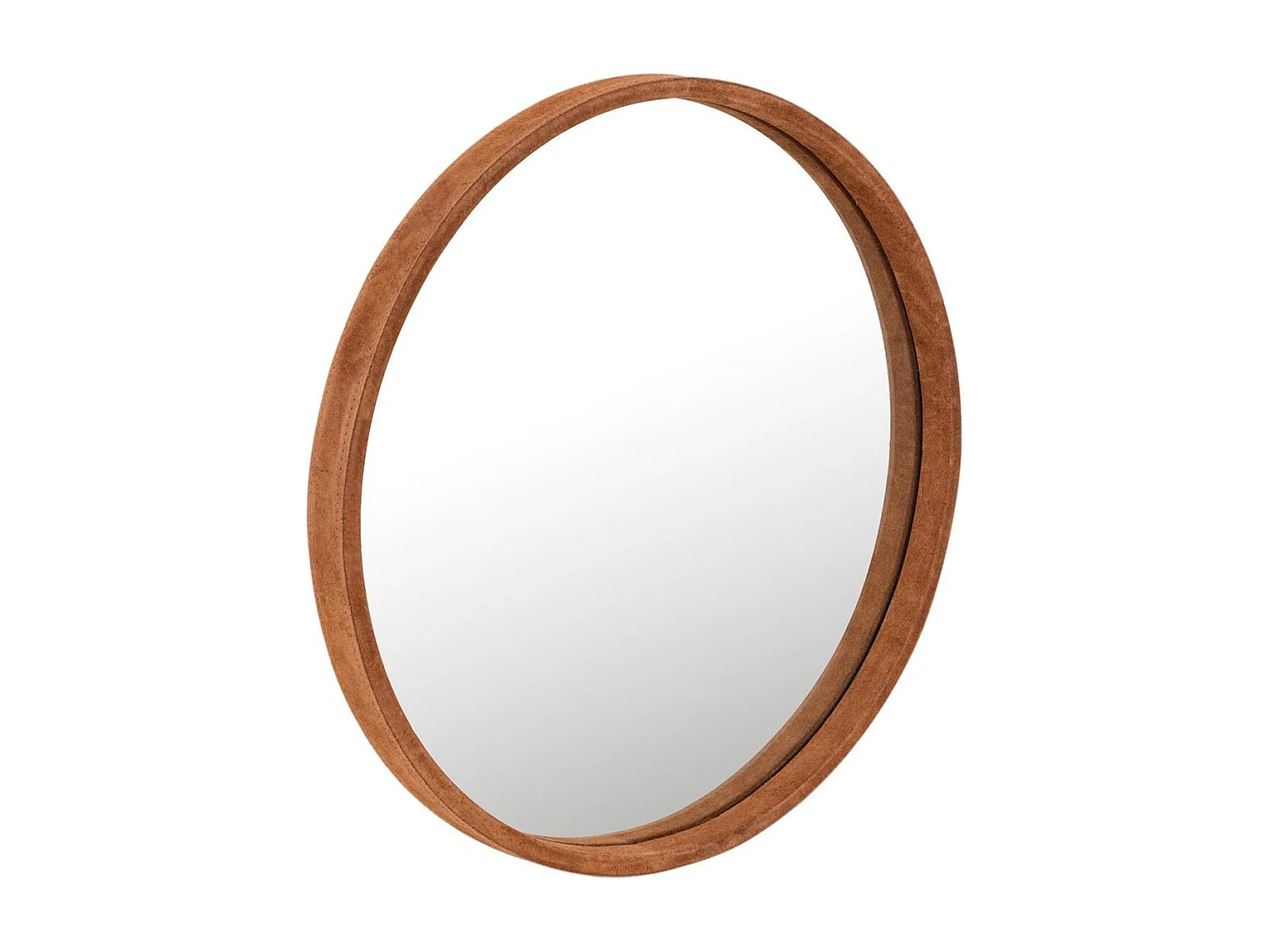 Miroir Mural Design en Cuir "Tortu" 60cm Cognac