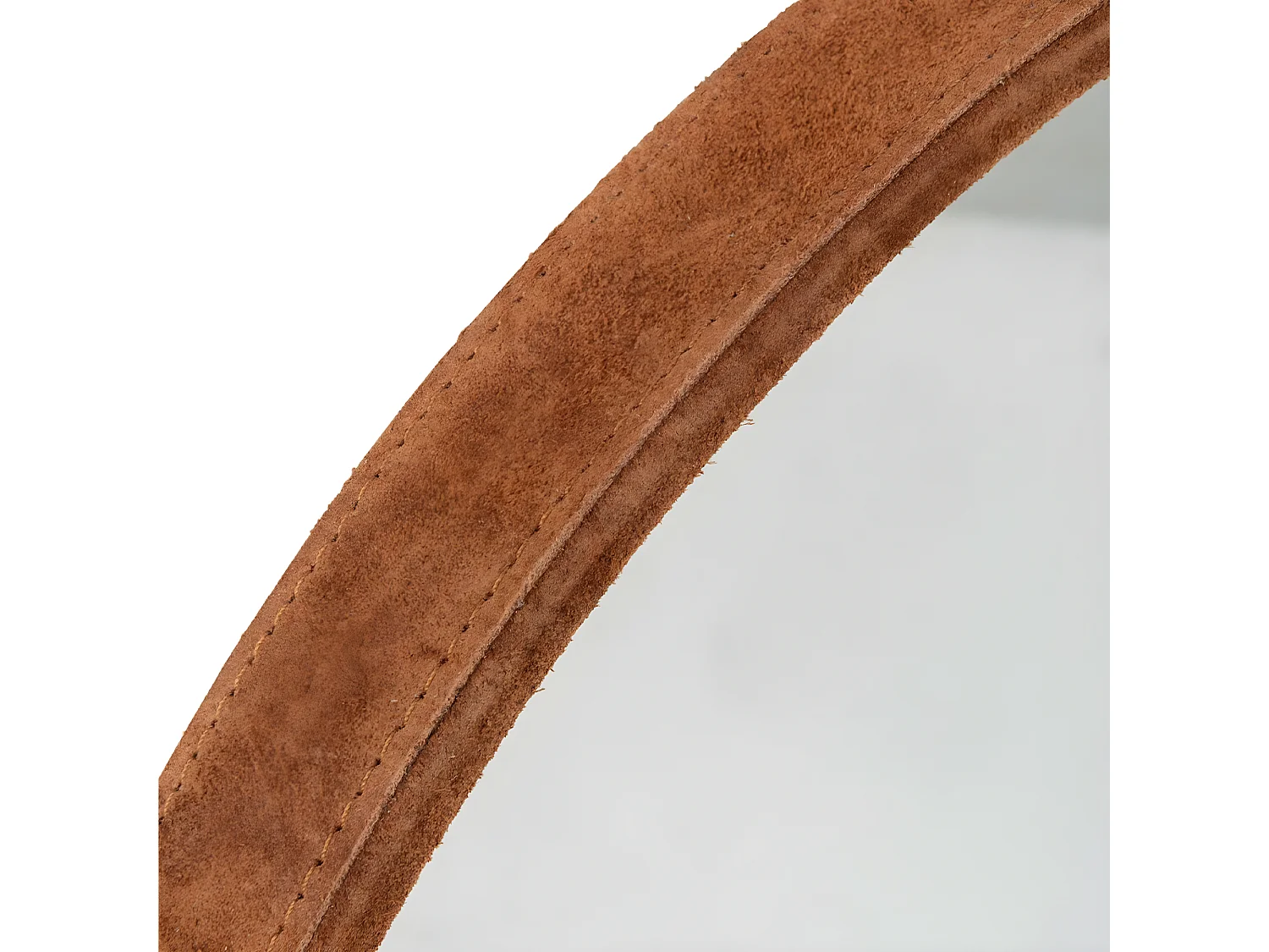 Miroir Mural Design en Cuir "Tortu" 60cm Cognac