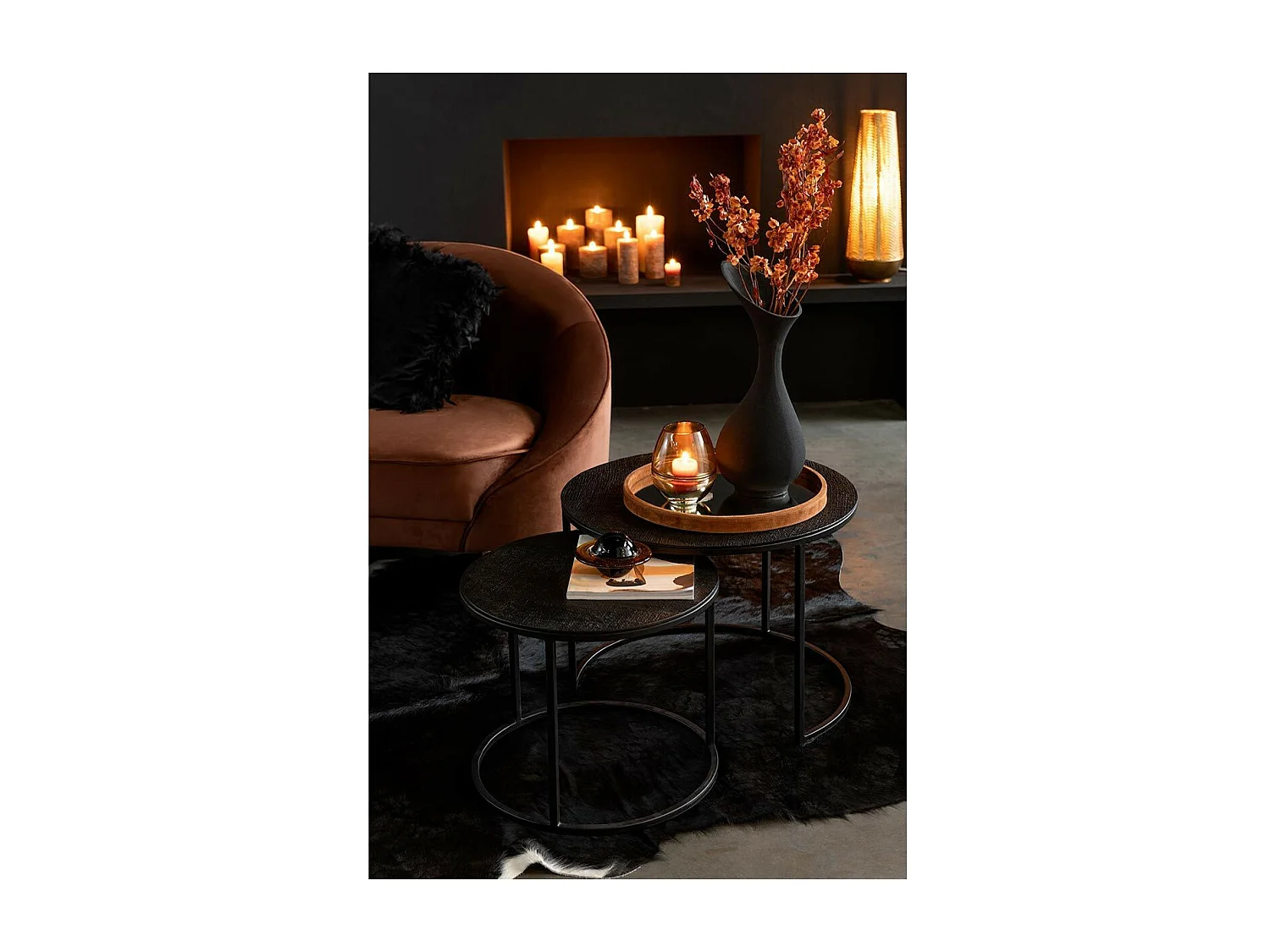 Miroir Mural Design en Cuir "Tortu" 60cm Cognac