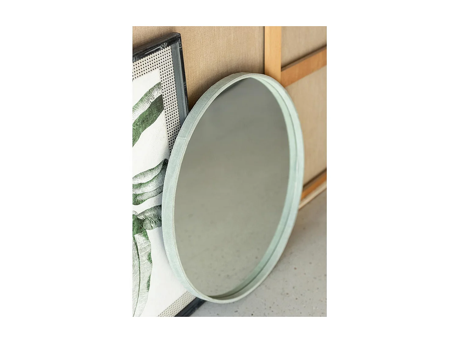 Miroir Mural Design en Cuir "Tortu" 41cm Vert