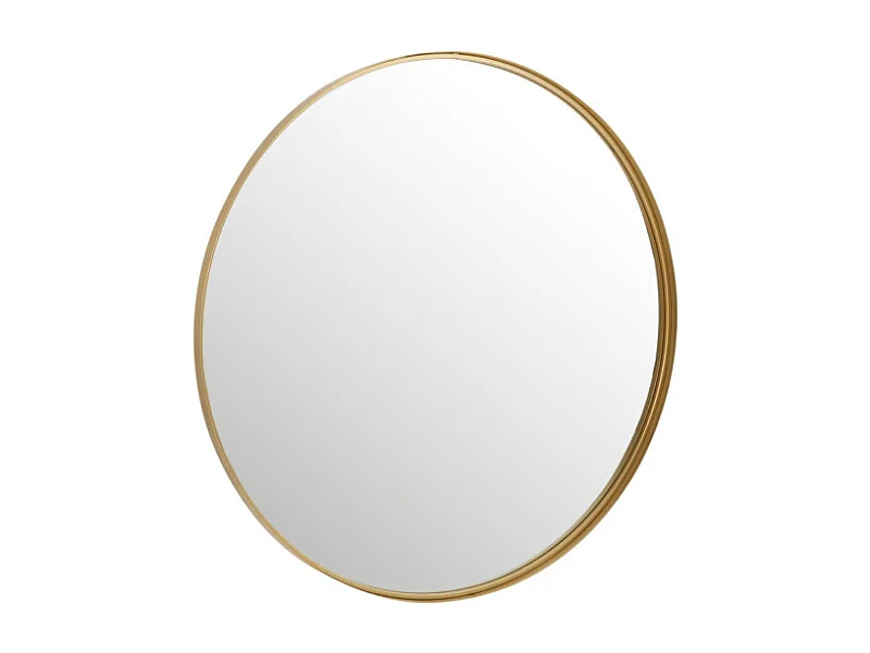 Miroir Mural Rond Design "Bord Métal" 110cm Or