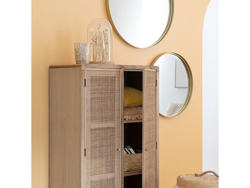 Miroir Mural Rond Design "Bord Métal" 110cm Or