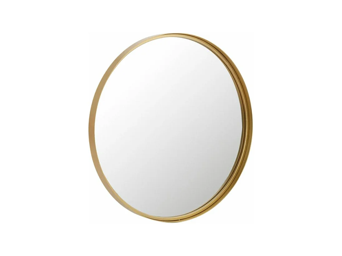 Miroir Mural Rond Design "Bord Métal" 110cm Or