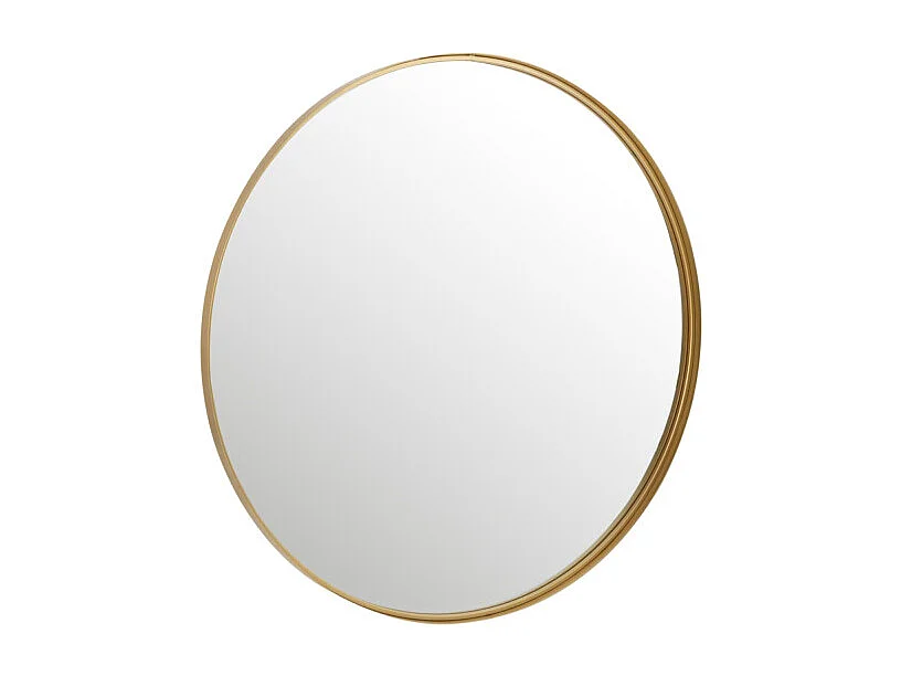 Miroir Mural Rond Design "Bord Métal" 110cm Or