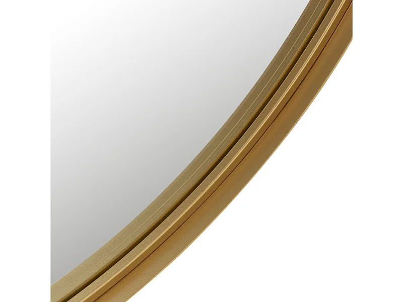 Miroir Mural Rond Design "Bord Métal" 110cm Or