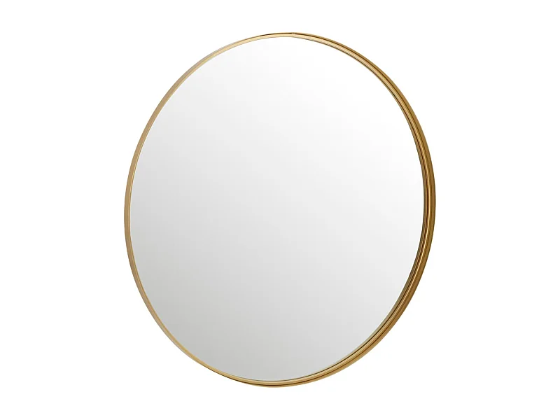 Miroir Mural Rond Design "Bord Métal" 110cm Or