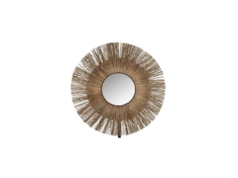 Miroir Mural Rond Déco "Mendi" 110cm Naturel