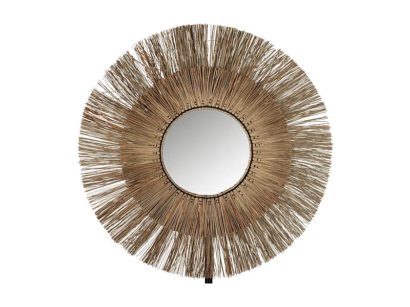 Miroir Mural Rond "Mendi" 110cm Naturel