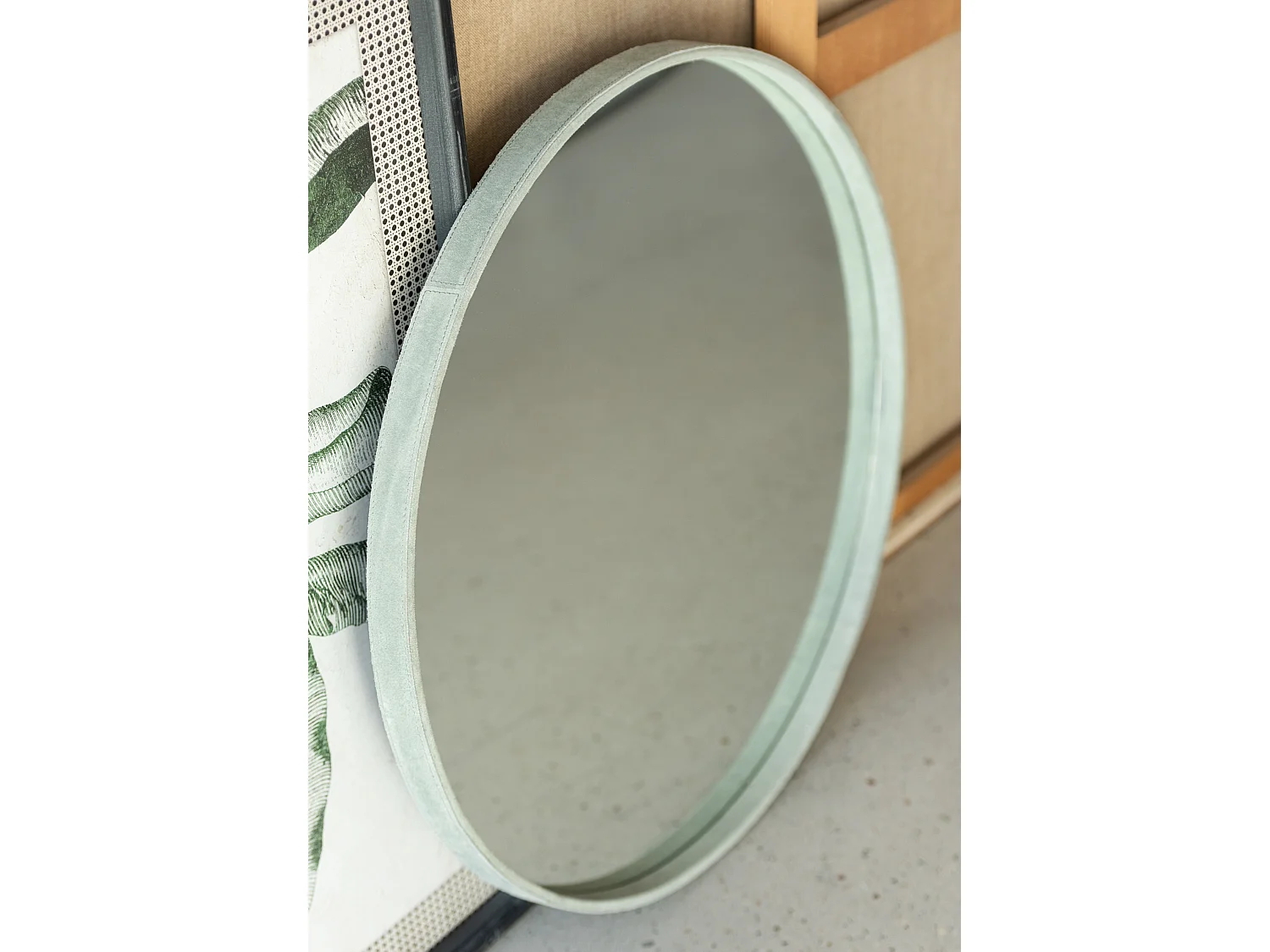 Miroir Mural Design en Cuir "Tortu" 60cm Vert