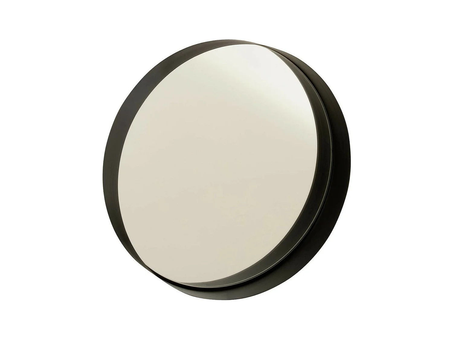 Miroir Mural Rond Déco "Bord Métal" 30cm Noir