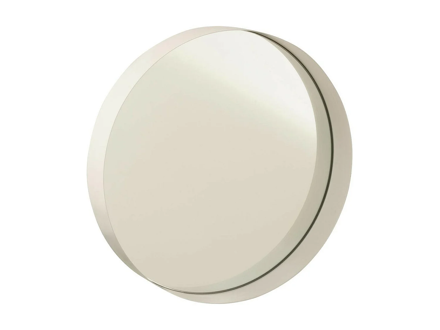 Miroir Mural Rond Déco "Bord Métal" 30cm Blanc