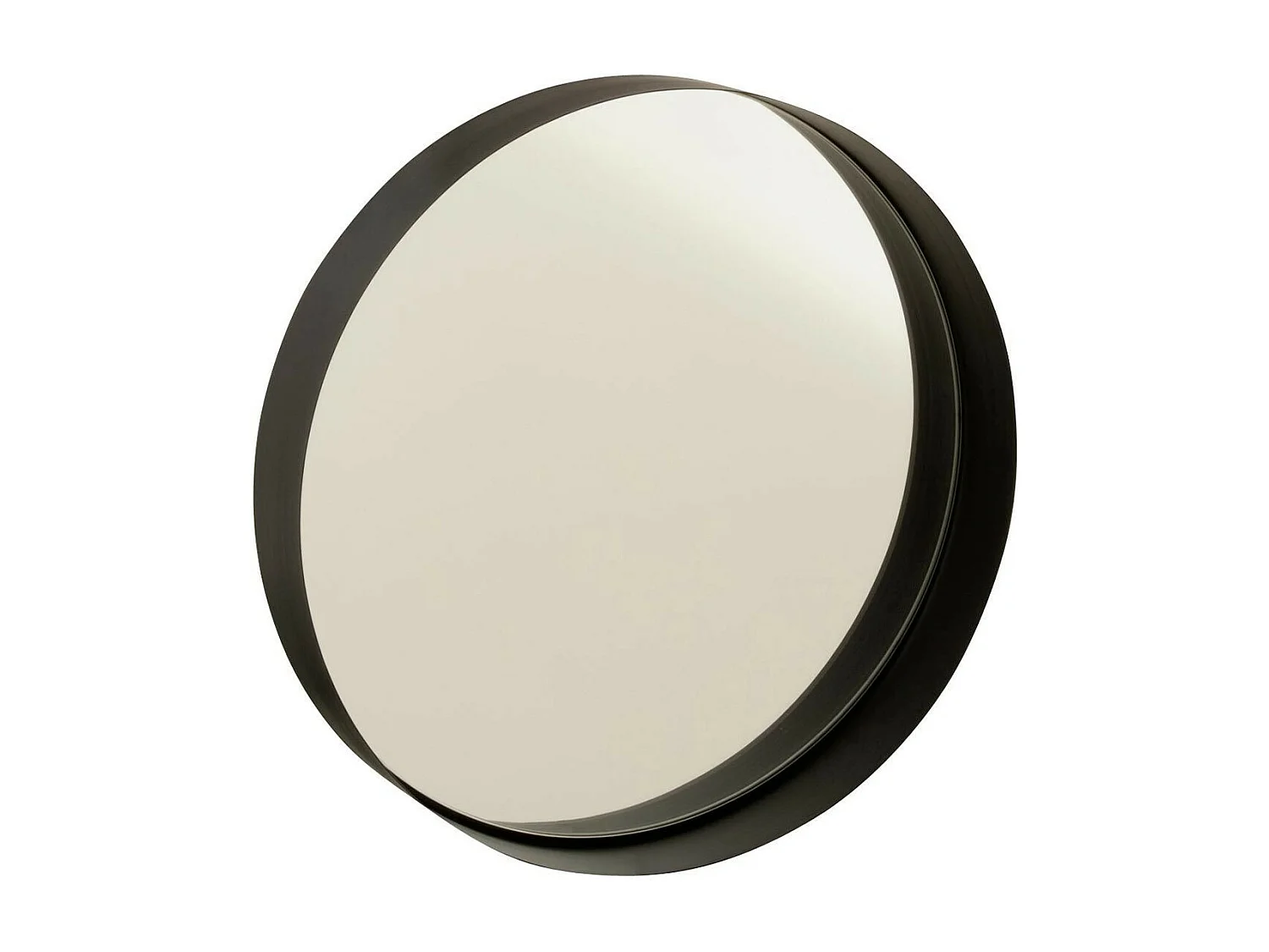 Miroir Mural Rond Déco "Bord Métal" 51cm Noir