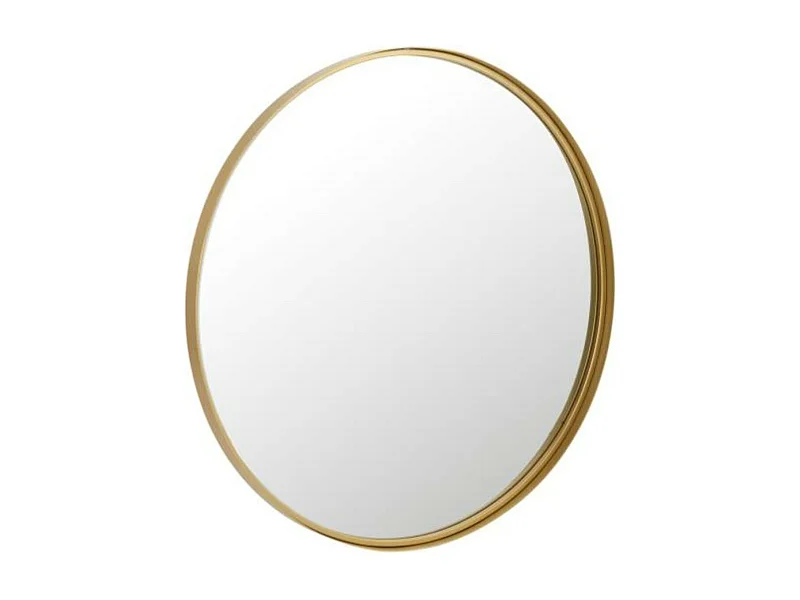 Miroir Mural Rond Design "Bord Métal" 80cm Or