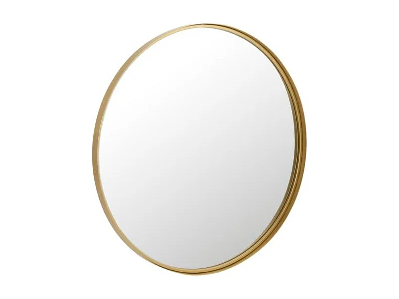Miroir Mural Rond Design "Bord Métal" 80cm Or