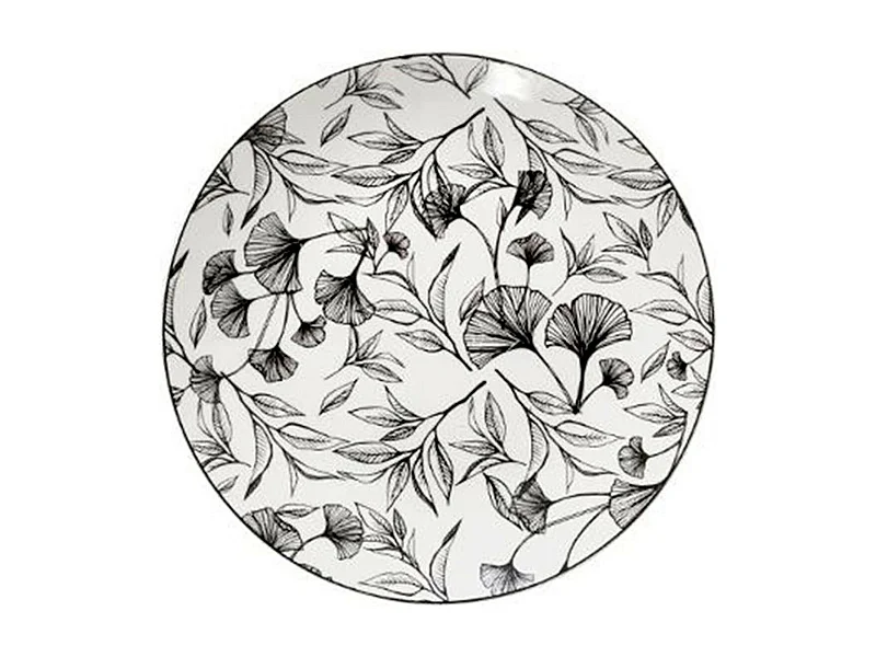 Lot de 6 Assiettes à Dessert "Black Floral" 20cm Noir