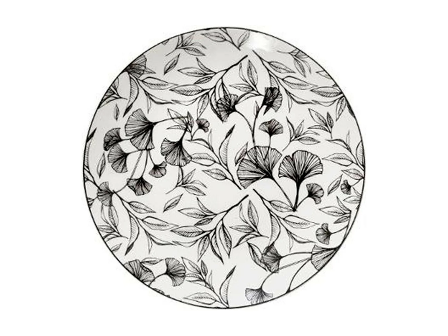 Lot de 6 Assiettes à Dessert "Black Floral" 20cm Noir