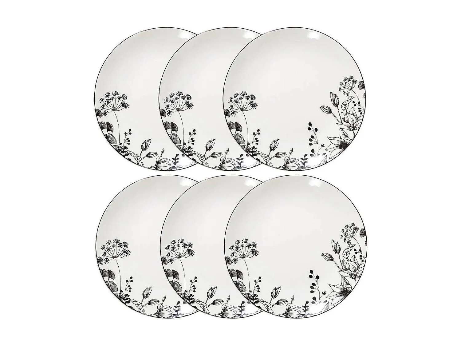 Lot de 6 Assiettes à Dessert "White Floral" 20cm Blanc
