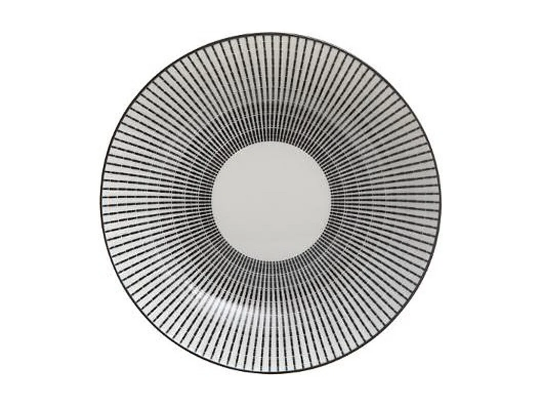 Lot de 6 Assiettes Creuses Porcelaine "Lunis" 20cm Noir