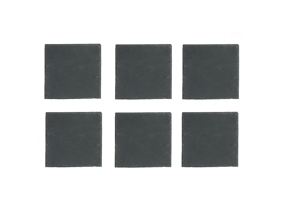 Lot de 6 Assiettes à Dessert Carrées "Ardoise" 20cm Gris