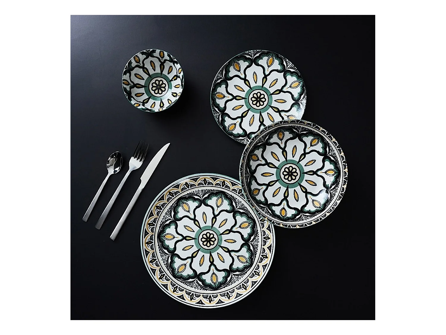 Assiette Creuse Mandala Vert D20cm Vert