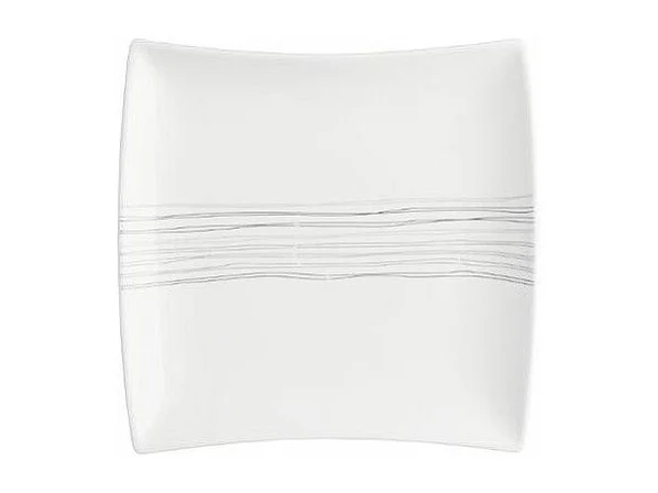 Lot de 6 Assiettes à Dessert Carrées "Lignes" 20cm Blanc