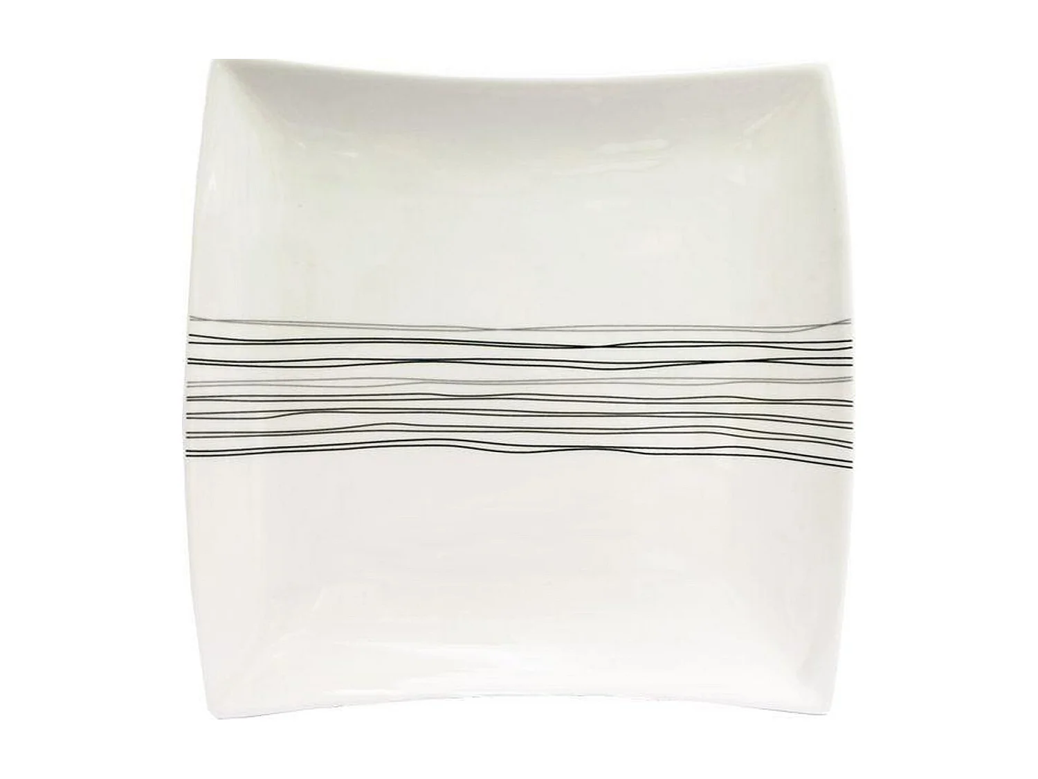 Lot de 6 Assiettes à Dessert Carrées "Lignes" 20cm Blanc