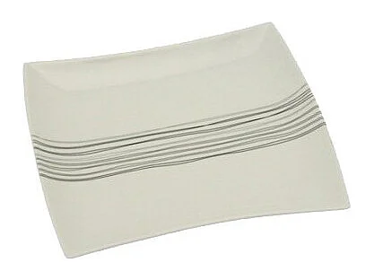 Lot de 6 Assiettes à Dessert Carrées "Lignes" 20cm Blanc
