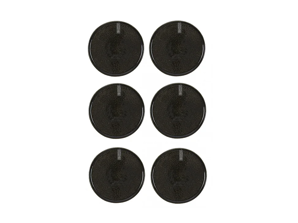 Lot de 6 Assiettes à Dessert "Gancia" 20cm Noir