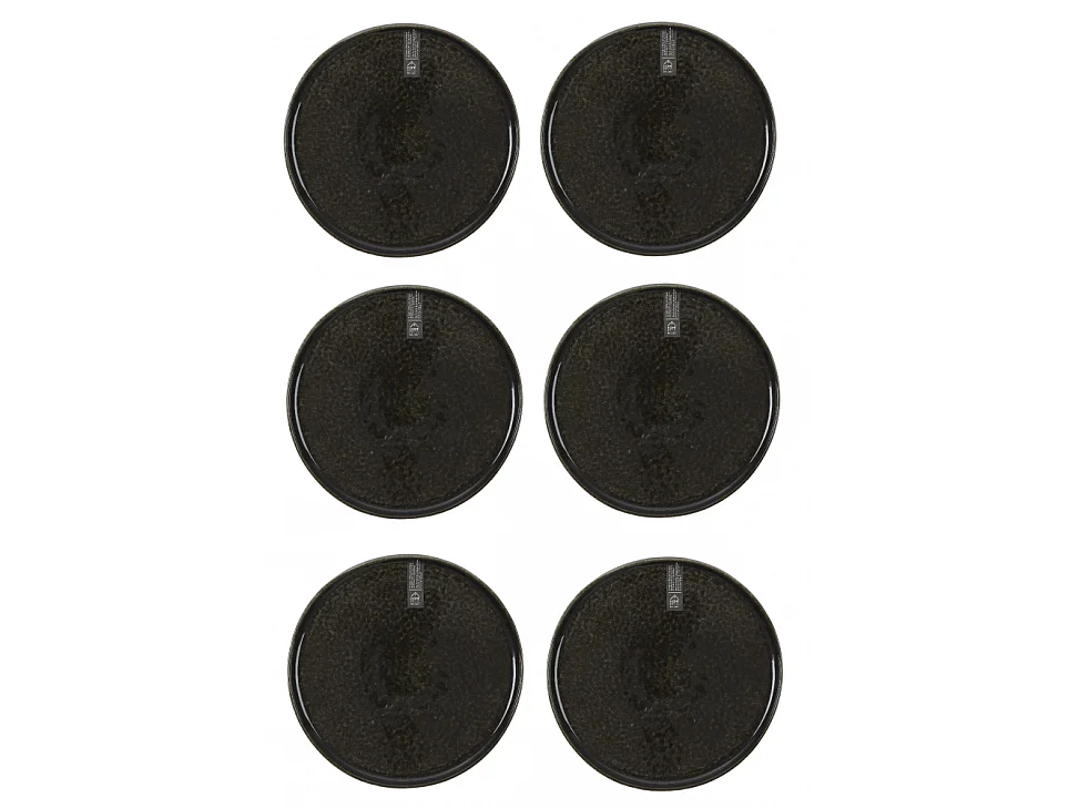 Lot de 6 Assiettes à Dessert "Gancia" 20cm Noir