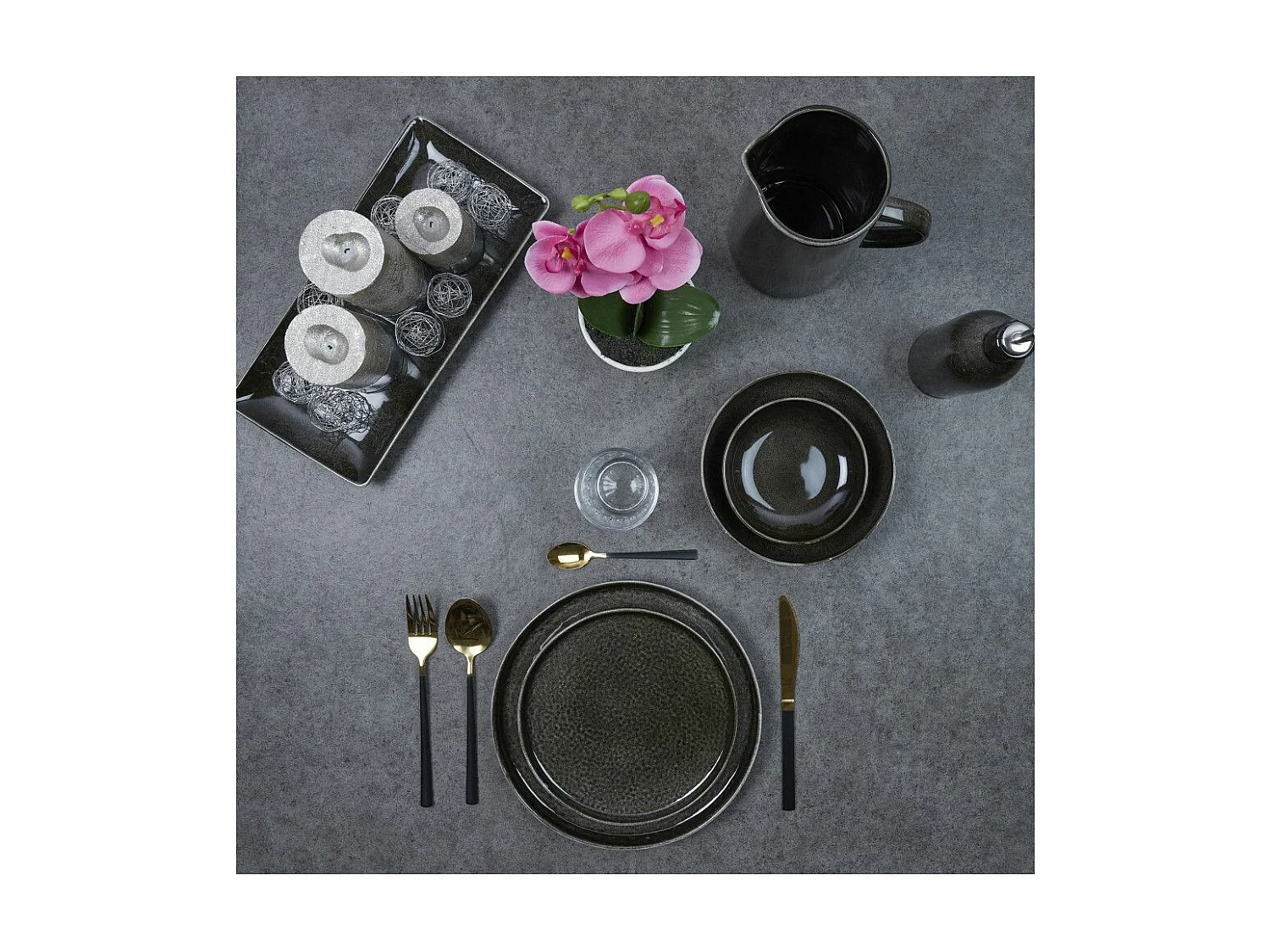 Lot de 6 Assiettes à Dessert "Gancia" 20cm Noir