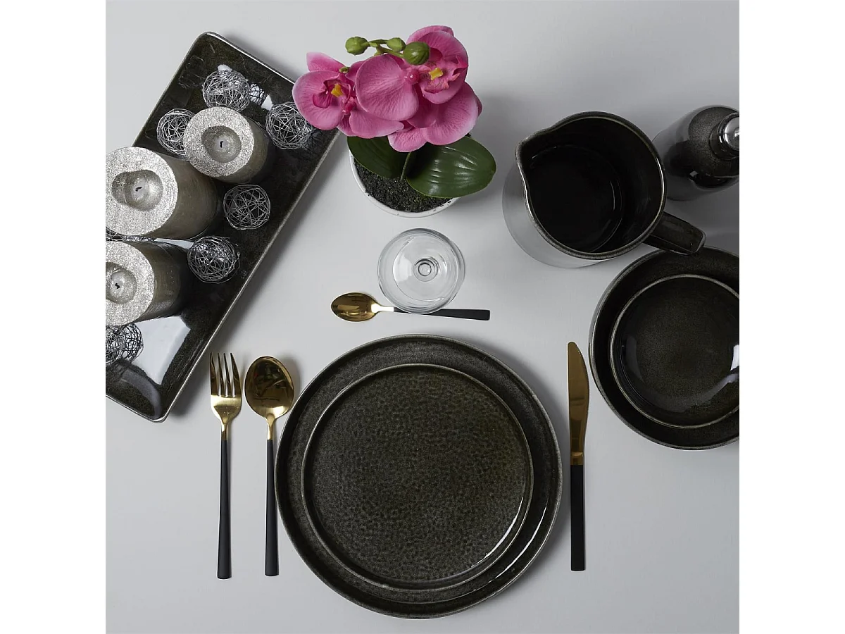 Lot de 6 Assiettes à Dessert "Gancia" 20cm Noir