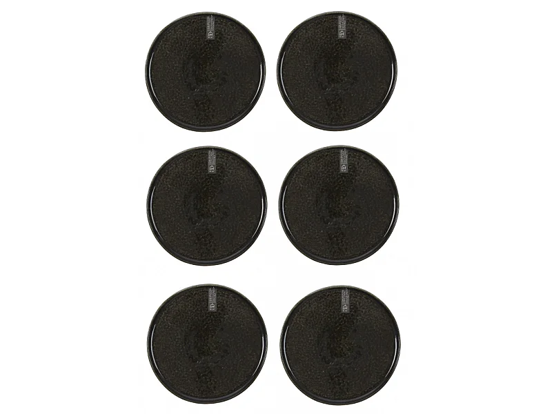 Lot de 6 Assiettes à Dessert "Gancia" 20cm Noir