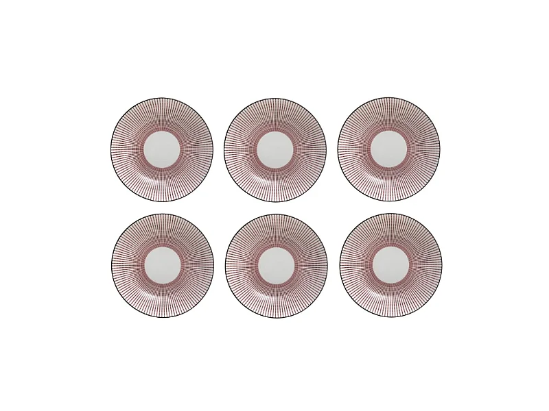 Lot de 6 Assiettes Creuses Porcelaine "Lunis" 20cm Rouge
