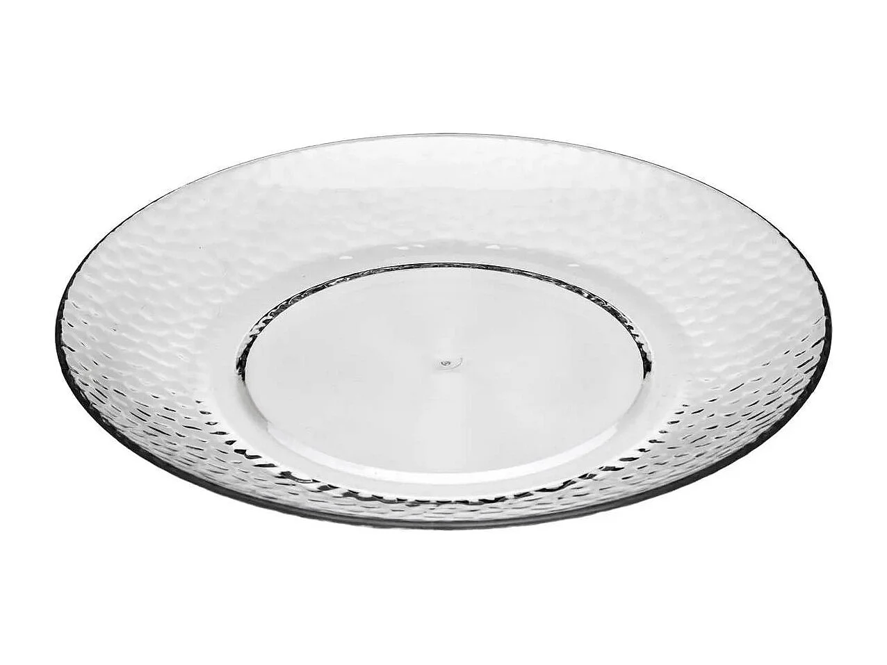 Lot de 6 Assiettes à Dessert Réutilisable "Martelé" 20cm Transparent