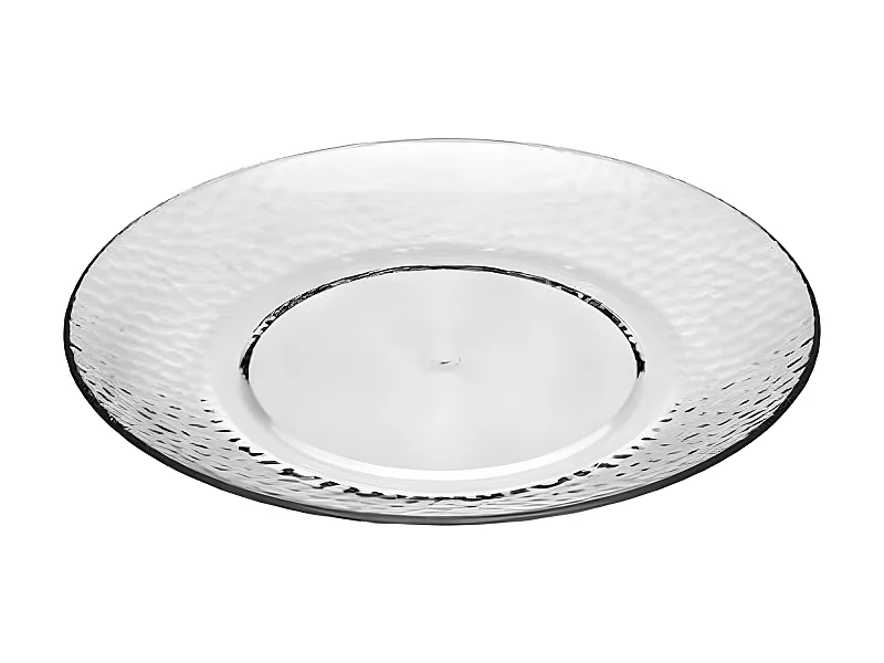 Lot de 6 Assiettes à Dessert Réutilisable "Martelé" 20cm Transparent