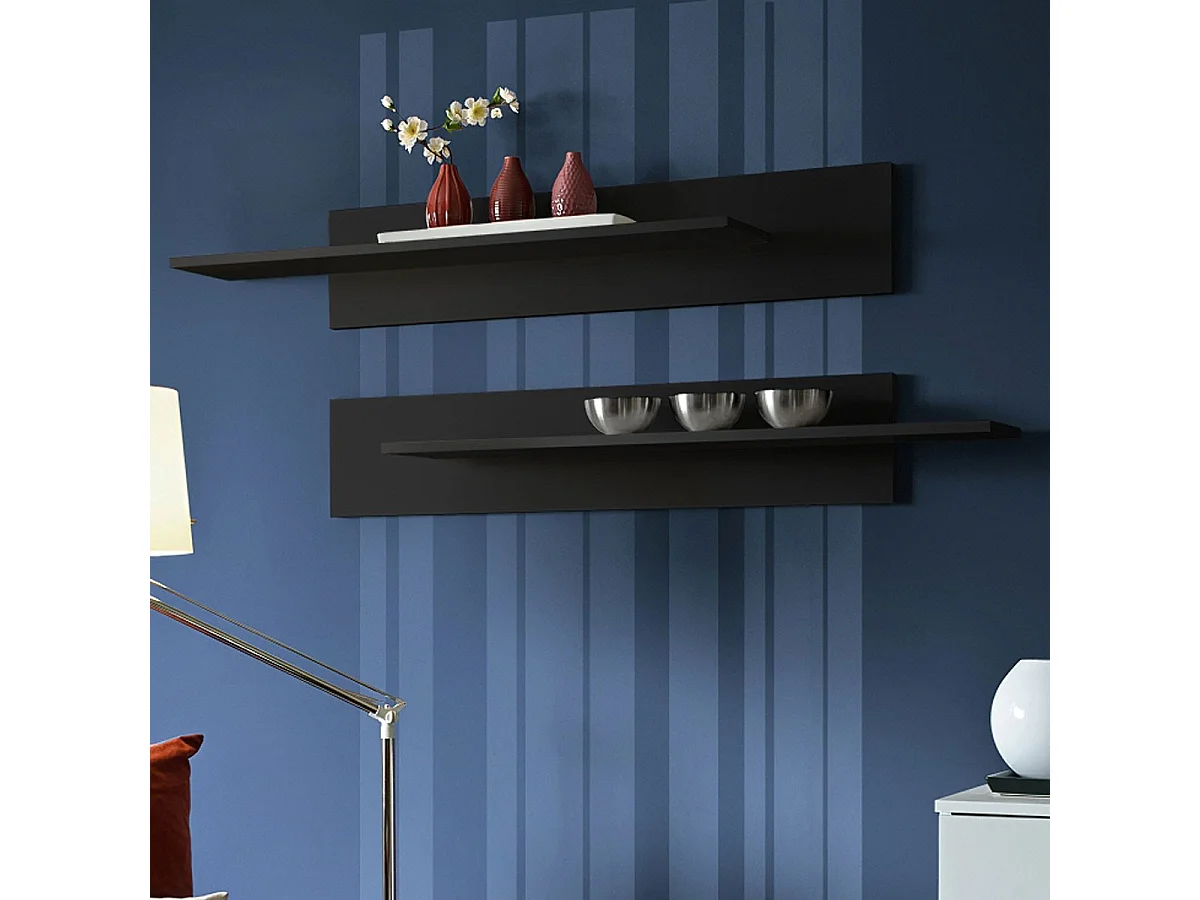 Lot de 2 Étagères Murales "Mix" 100cm Noir