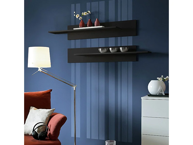 Lot de 2 Étagères Murales "Mix" 100cm Noir