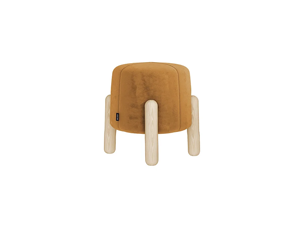 Sgabello imbottito - su gambe di legno - mostarda - moderno - LEVINE
