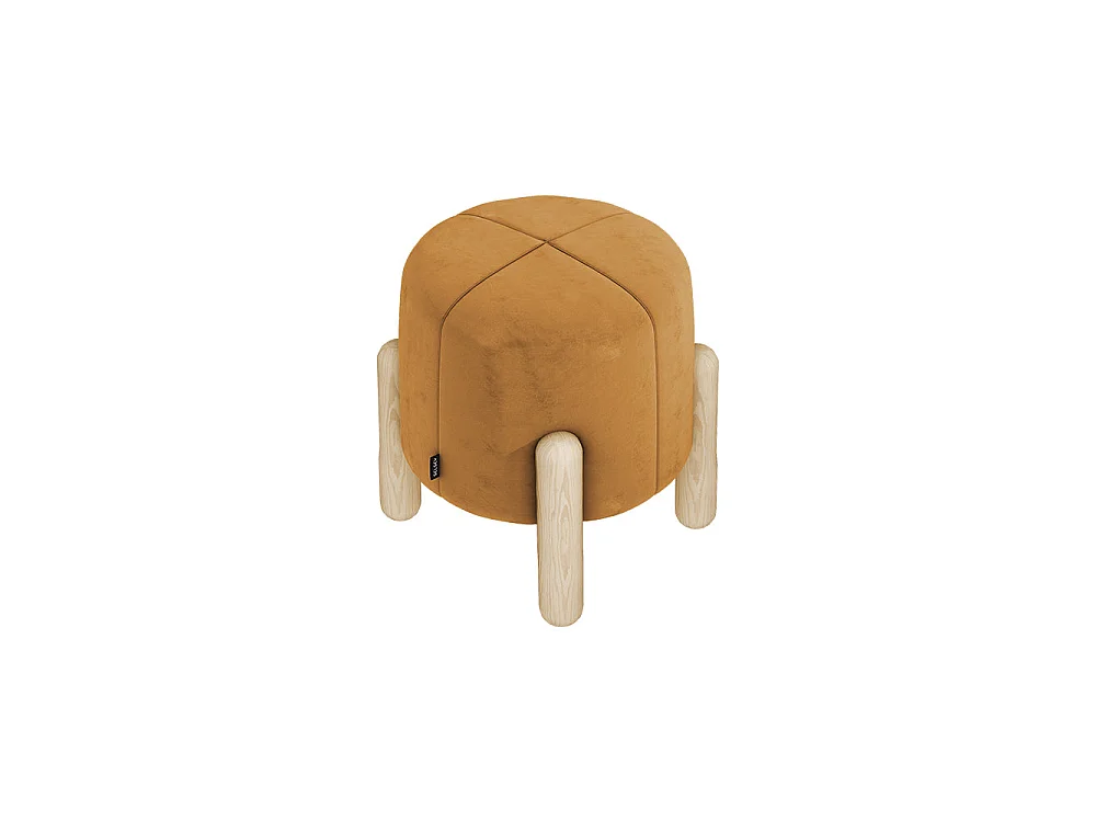 Sgabello imbottito - su gambe di legno - mostarda - moderno - LEVINE