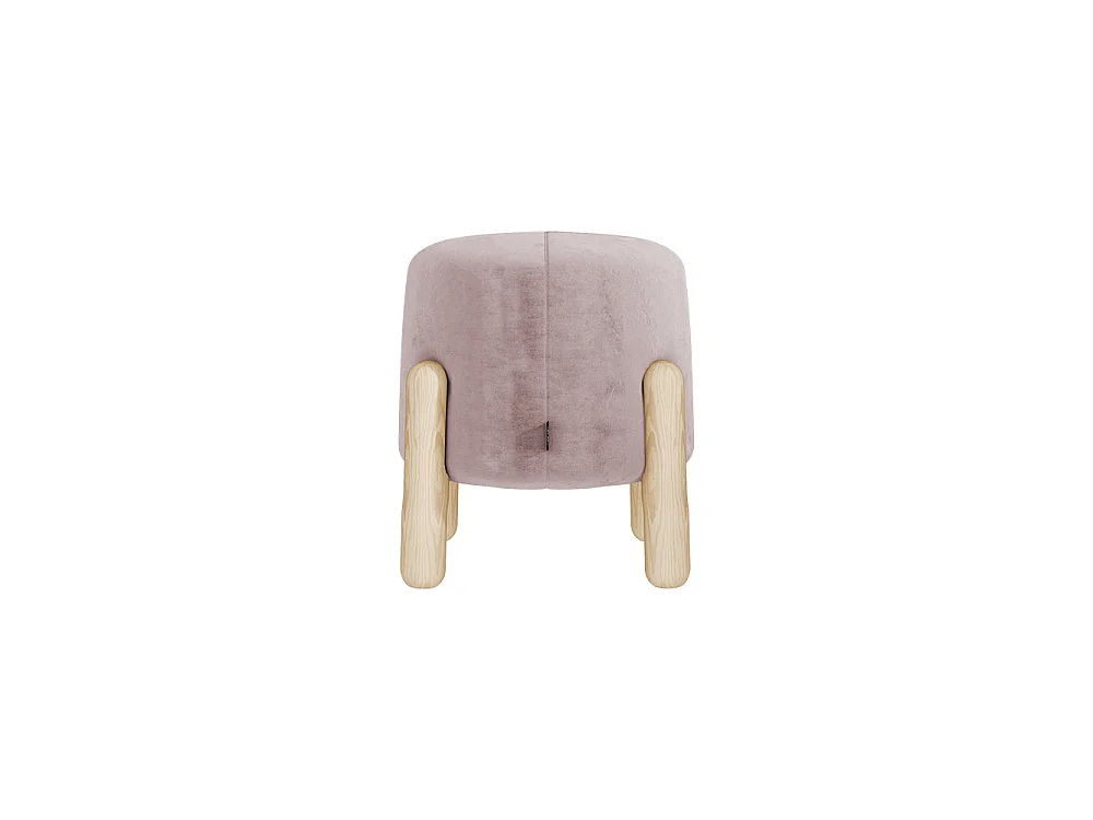 Tabouret tapissé - 35 cm - rose - pieds en bois - LEVINE