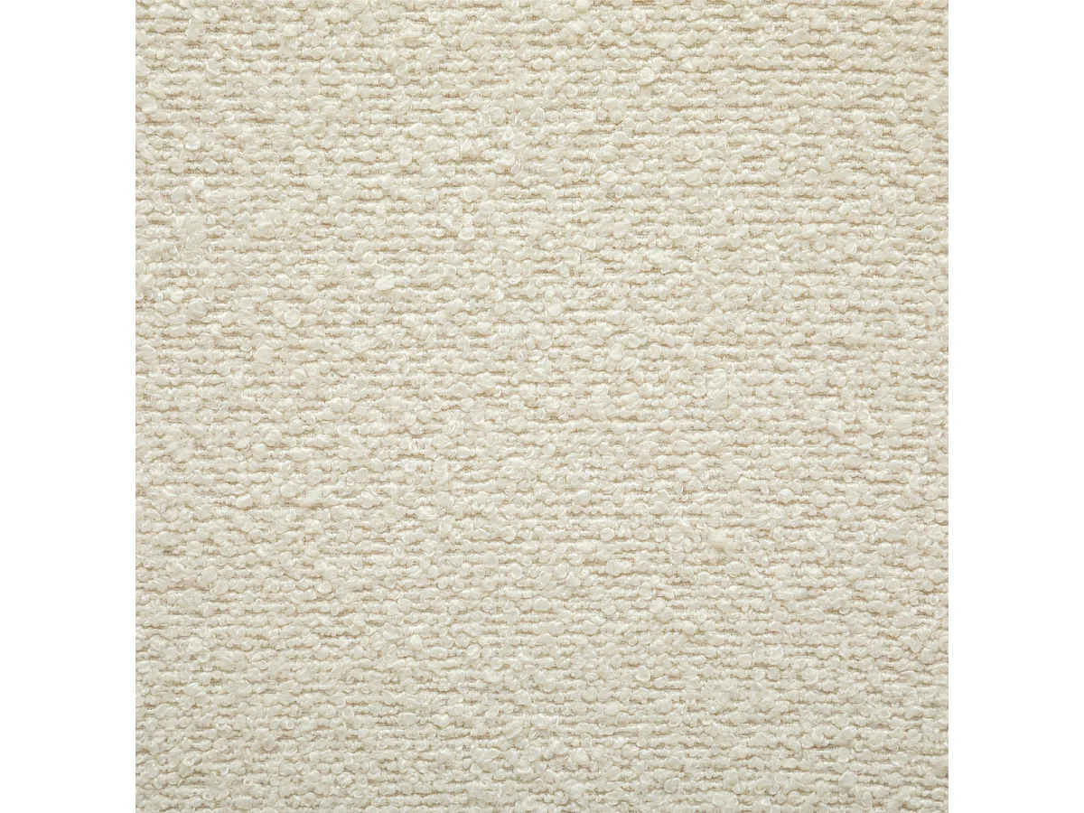 Pouf en bouclette, tabouret bouclette en MDF/polyester coloris blanc