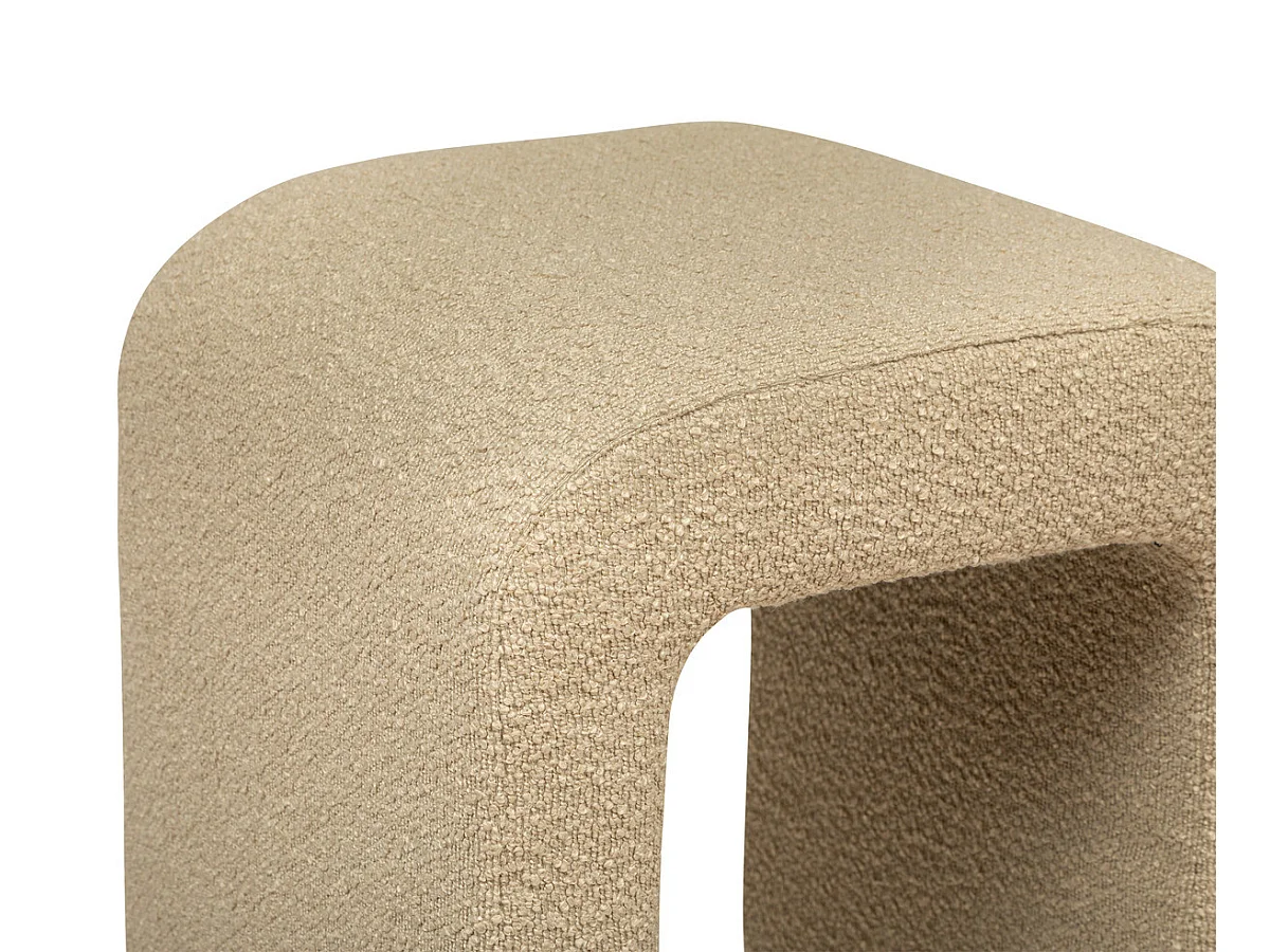 Pouf en bouclette, tabouret bouclette en MDF/polyester coloris beige