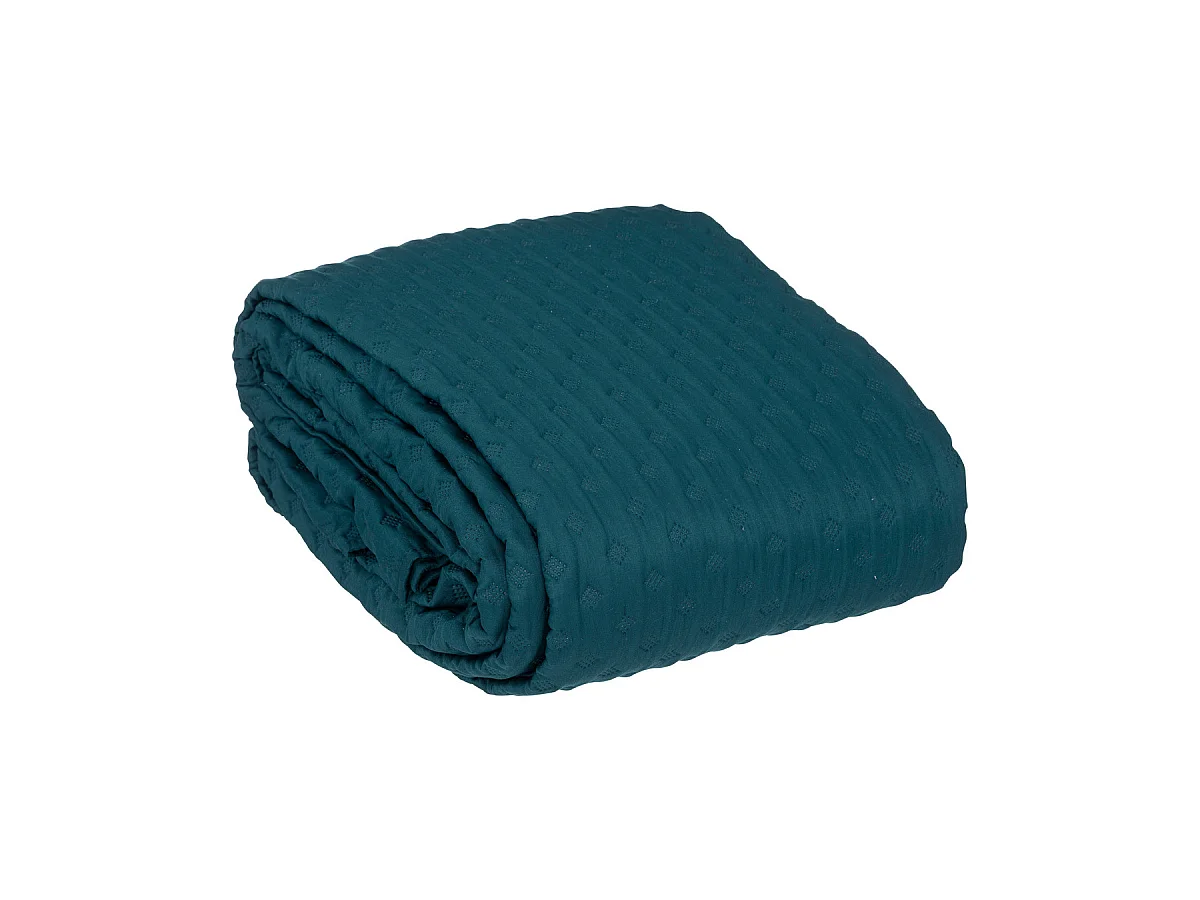 Dessus de lit en polyester coloris bleu foncé - L. 260 x P. 240 x H. 1 cm