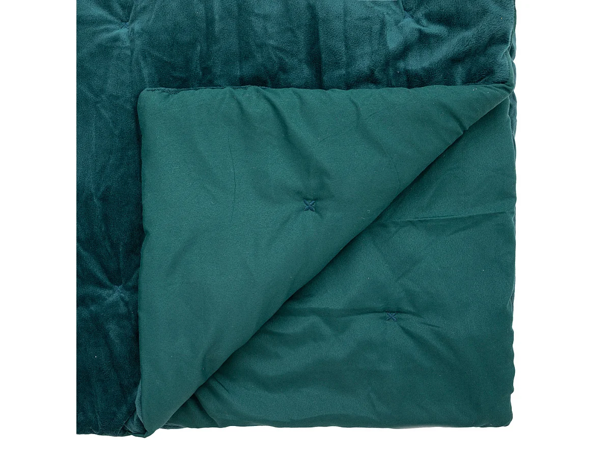 Dessus de lit en polyester coloris bleu foncé - L. 260 x P. 240 x H. 4 cm