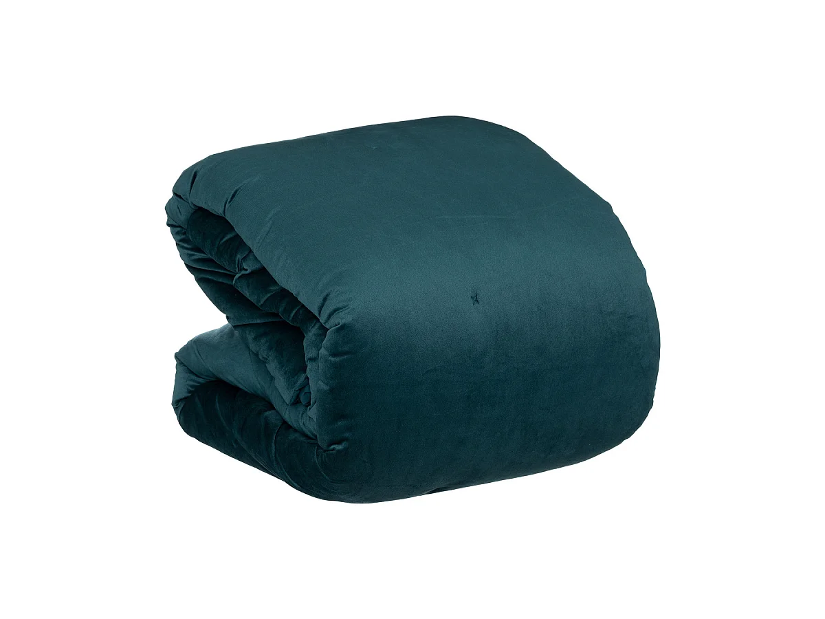 Dessus de lit en polyester coloris bleu foncé - L. 260 x P. 240 x H. 4 cm