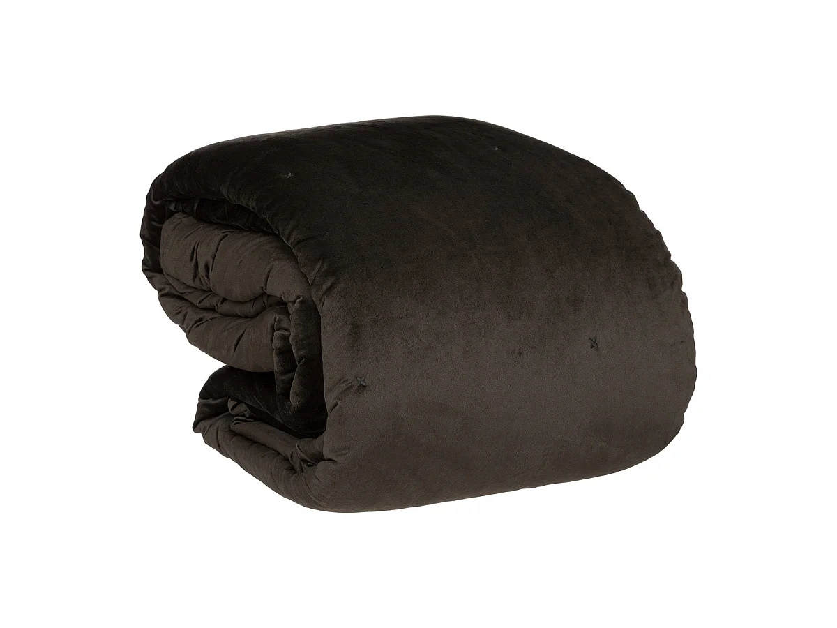 Dessus de lit en polyester coloris gris foncé - L. 260 x P. 240 x H. 4 cm