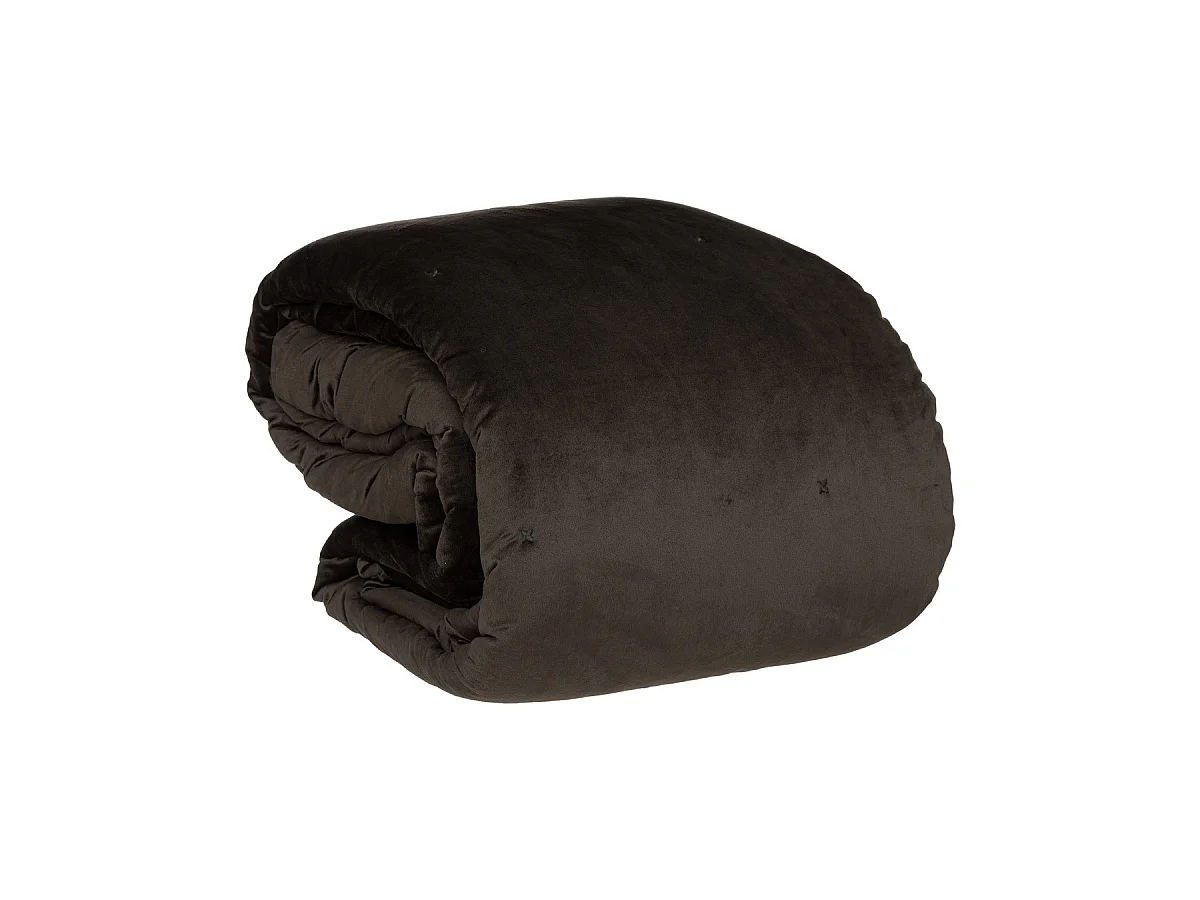 Dessus de lit en polyester coloris gris foncé - L. 260 x P. 240 x H. 4 cm