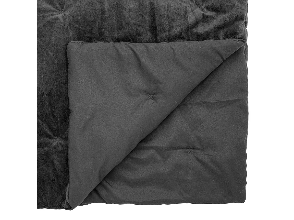 Dessus de lit en polyester coloris gris foncé - L. 260 x P. 240 x H. 4 cm