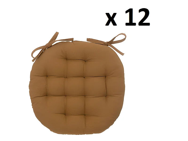 Lot de 12 coussin de chaise rond, galette de siège, coussin d'assise intérieur/extérieur