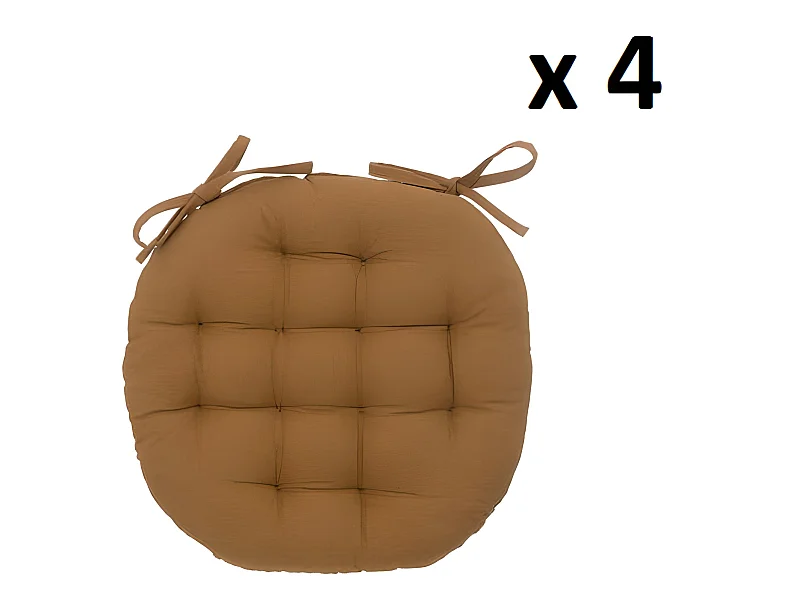 Lot de 4 coussin de chaise rond, galette de siège, coussin d'assise intérieur/extérieur